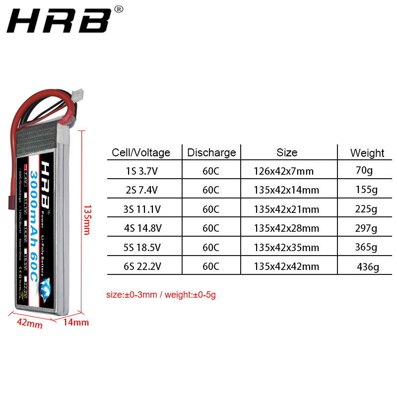Batteria lipo HRB 2S 3S 4S 6S  - 4S Lipo Battery 14.8V 6000Mah recensione e prezzo